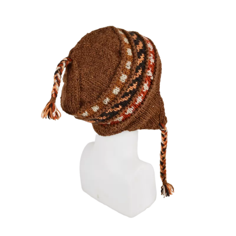Bonnet Péruvien Palajor Tricot laine Marron