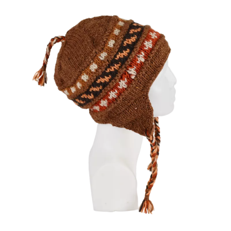 Bonnet Péruvien Palajor Tricot laine Marron