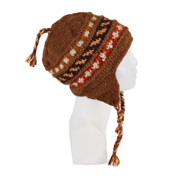Bonnet Péruvien Palajor Tricot laine Marron