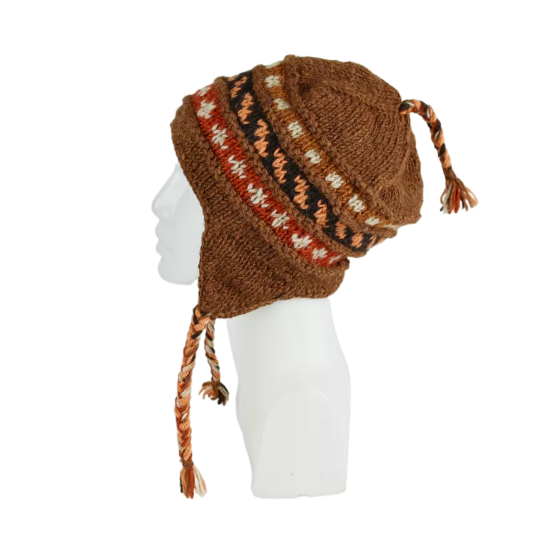Bonnet Péruvien Palajor Tricot laine Marron