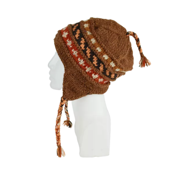 Bonnet Péruvien Palajor Tricot laine Marron