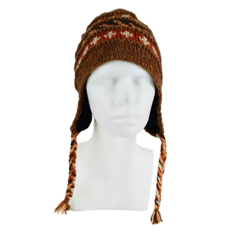 Bonnet Péruvien Palajor Tricot laine Marron