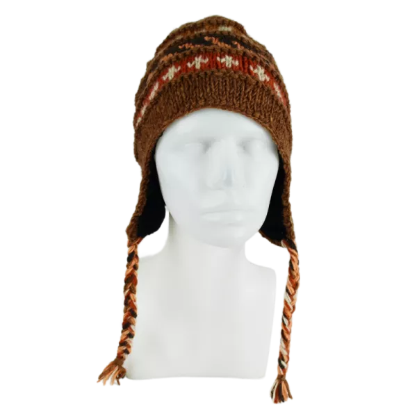 Bonnet Péruvien Palajor Tricot laine Marron
