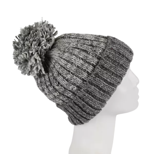 Bonnet Tricot Chiné Laine Pompon-B