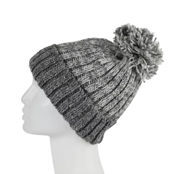 Bonnet Tricot Chiné Laine Pompon-B