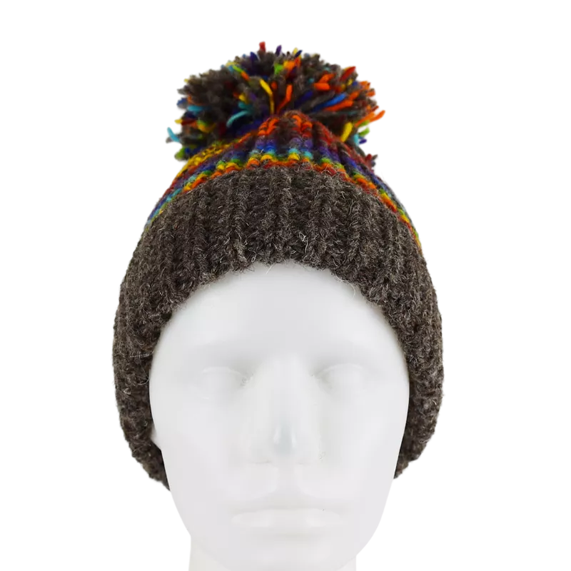 Bonnet Tricot Laine Pompon-D