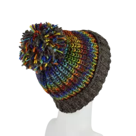 Bonnet Tricot Laine Pompon-D