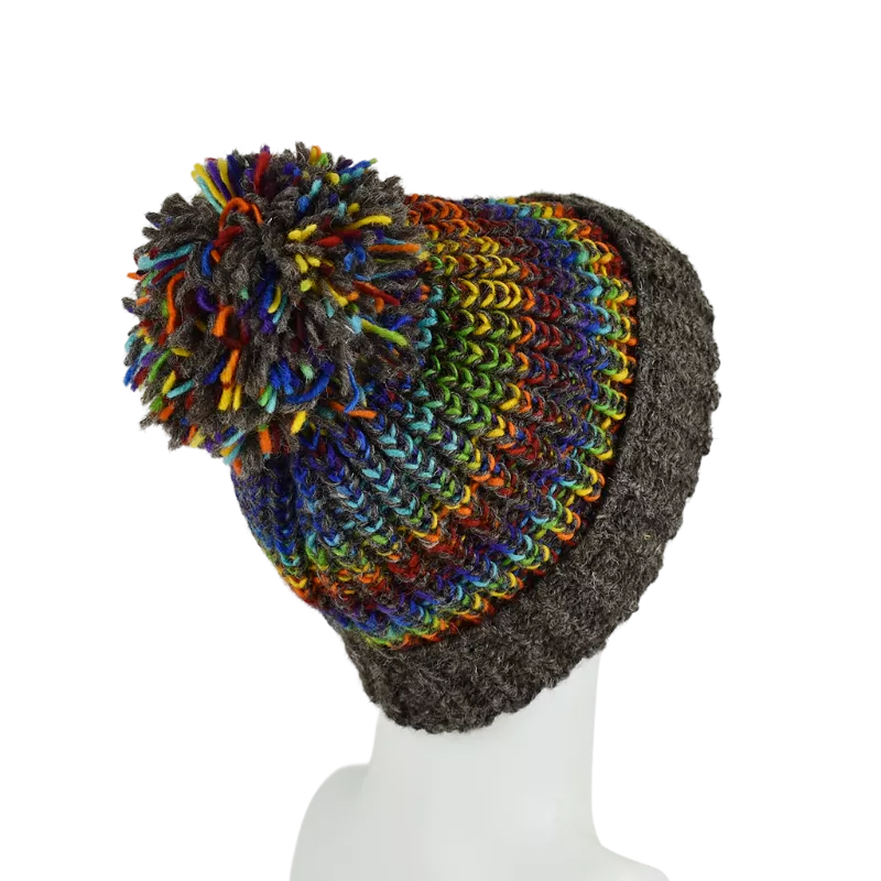 Bonnet Tricot Laine Pompon-D