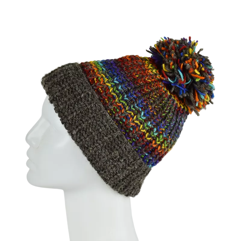 Bonnet Tricot Laine Pompon-D