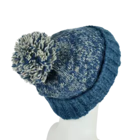 Bonnet Chiné Tricot Laine Pompon-E