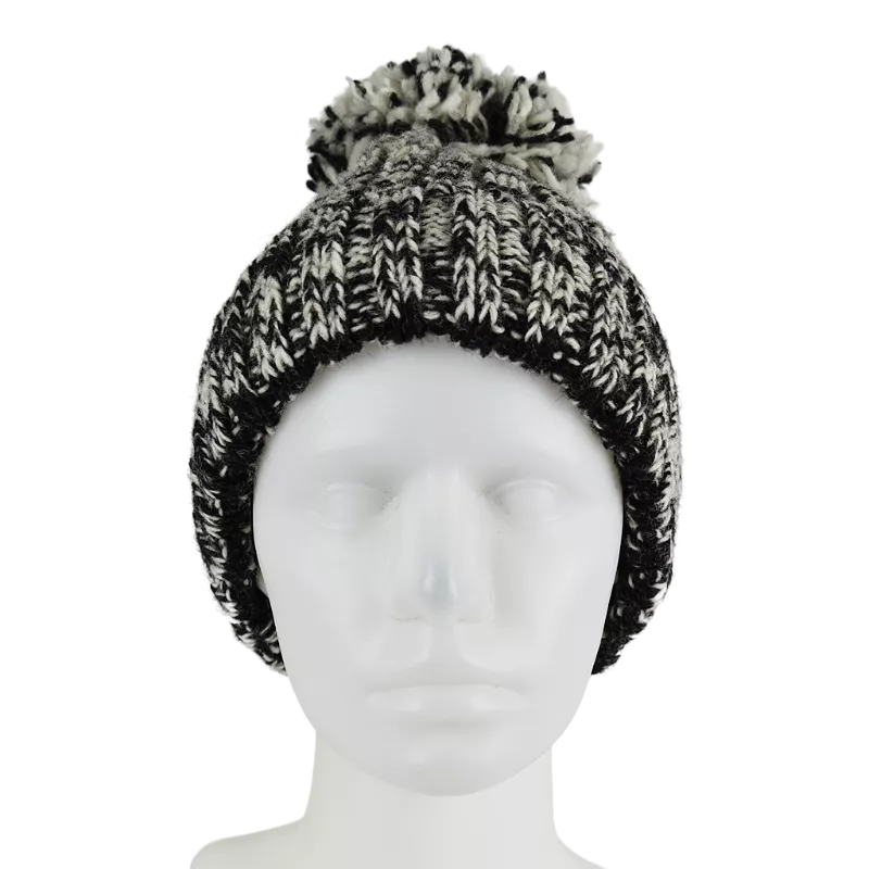 Bonnet Tricot Laine Pompon-F