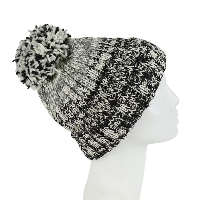 Bonnet Tricot Laine Pompon-F