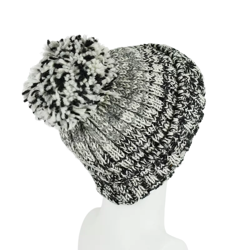 Bonnet Tricot Laine Pompon-F