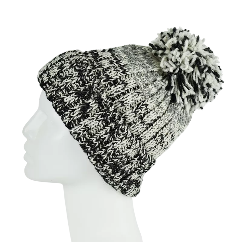 Bonnet Tricot Laine Pompon-F