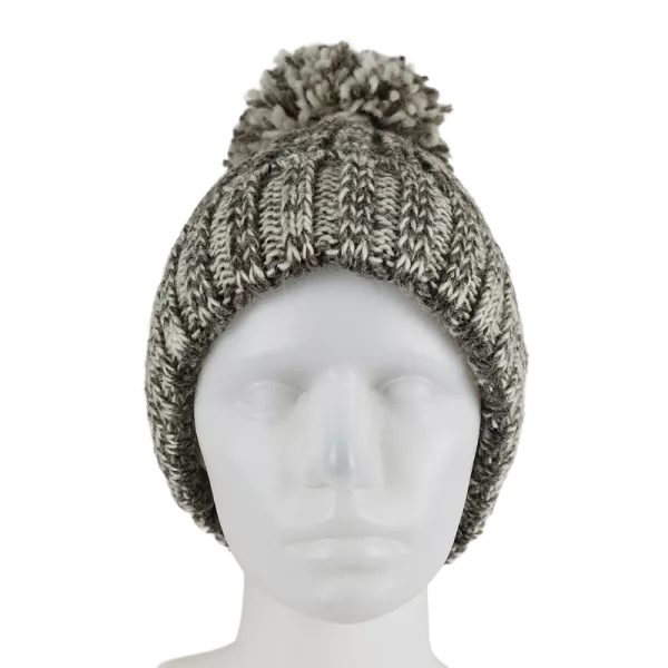 Bonnet Chiné en Tricot Laine et Pompon-G