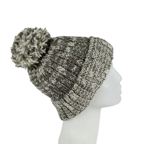 Bonnet Chiné en Tricot Laine et Pompon-G