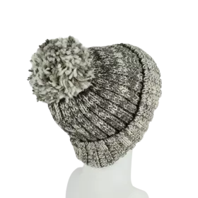 Bonnet Chiné en Tricot Laine et Pompon-G