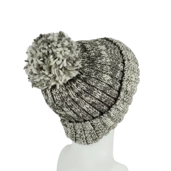 Bonnet Chiné en Tricot Laine et Pompon-G