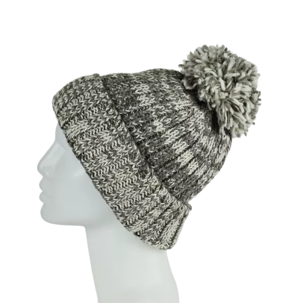 Bonnet Chiné en Tricot Laine et Pompon-G