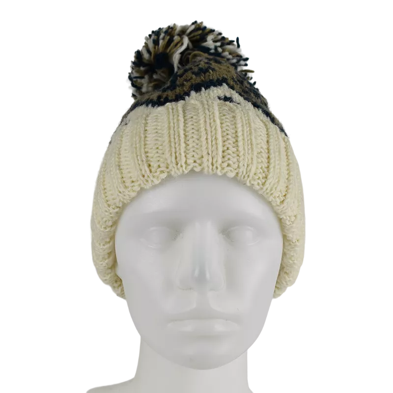 Bonnet Femme Tricot Laine Pompon -J