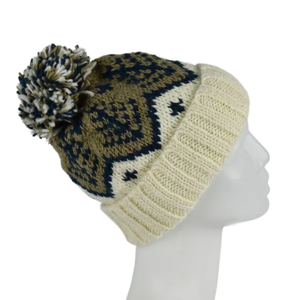 Bonnet Femme Tricot Laine Pompon -J