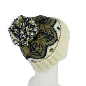 Bonnet Femme Tricot Laine Pompon -J