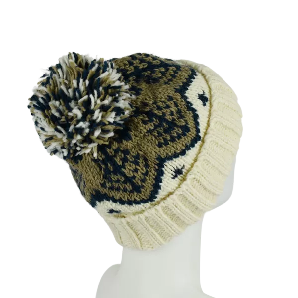 Bonnet Femme Tricot Laine Pompon -J