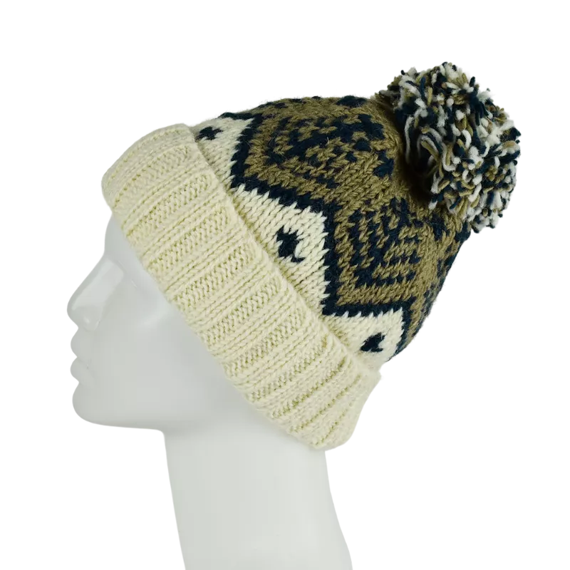 Bonnet Femme Tricot Laine Pompon -J