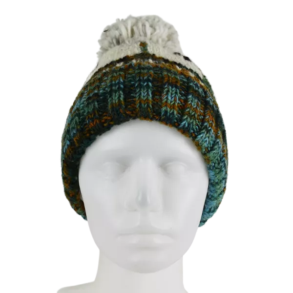 Bonnet Tricot Chiné Laine Pompon -K