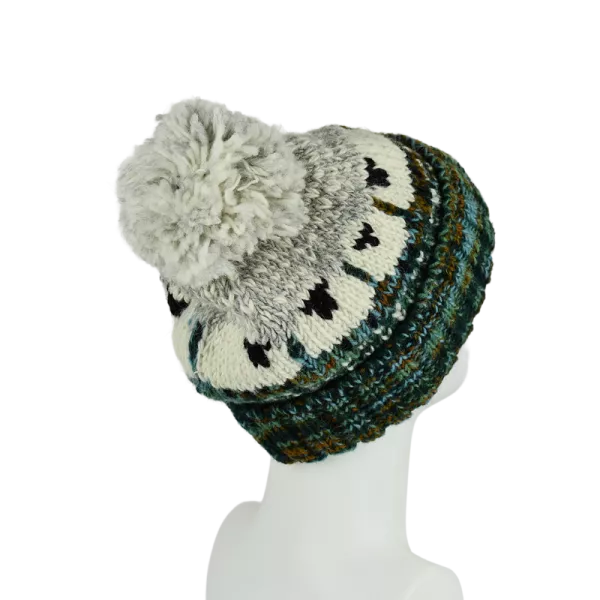 Bonnet Tricot Chiné Laine Pompon -K
