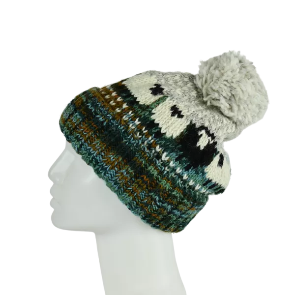 Bonnet Tricot Chiné Laine Pompon -K