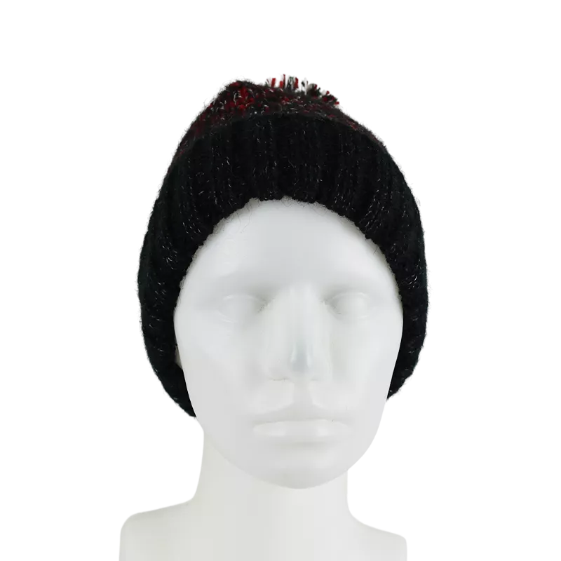 Bonnet Chiné Tricoté Avec Pompon -L