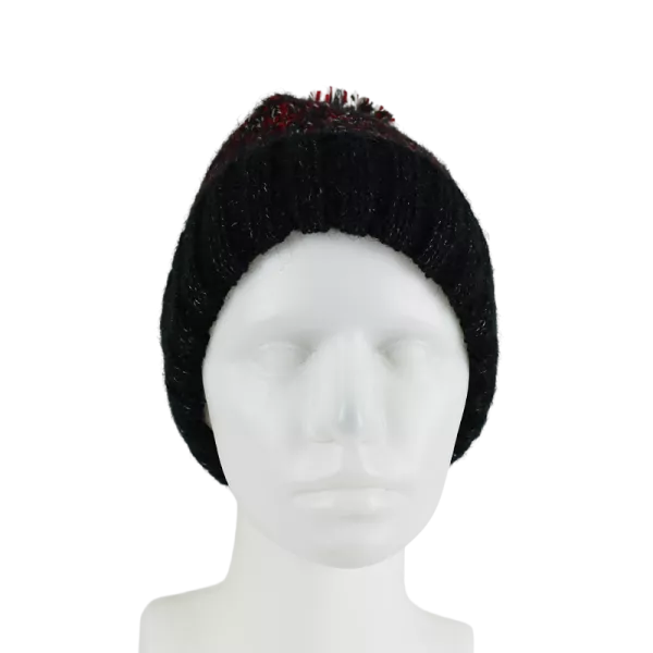 Bonnet Chiné Tricoté Avec Pompon -L