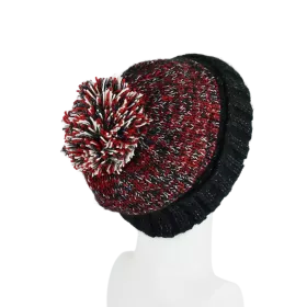 Bonnet Chiné Tricoté Avec Pompon -L