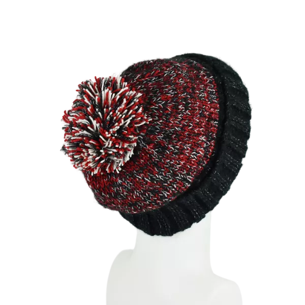 Bonnet Chiné Tricoté Avec Pompon -L