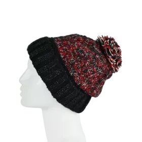 Bonnet Chiné Tricoté Avec Pompon -L