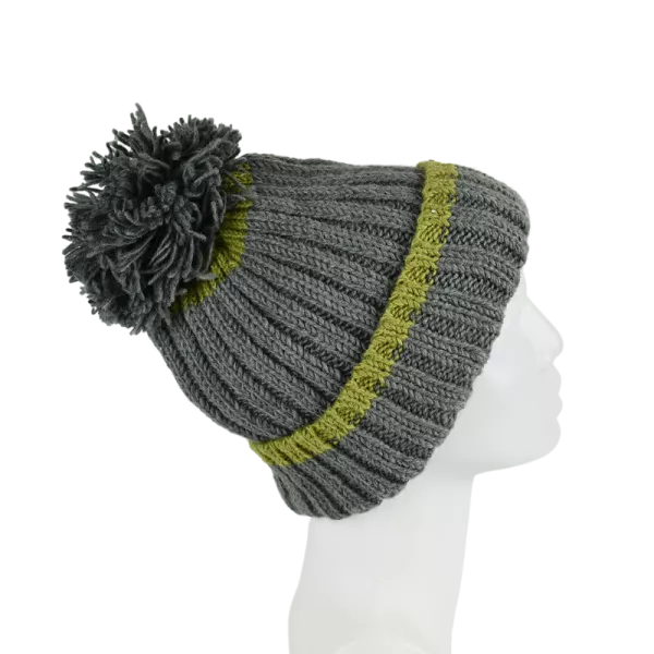 Bonnet Deux Tons Tricot Laine Pompon-N