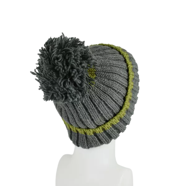 Bonnet Deux Tons Tricot Laine Pompon-N