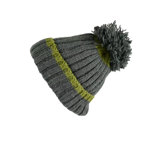 Bonnet Deux Tons Tricot Laine Pompon-N