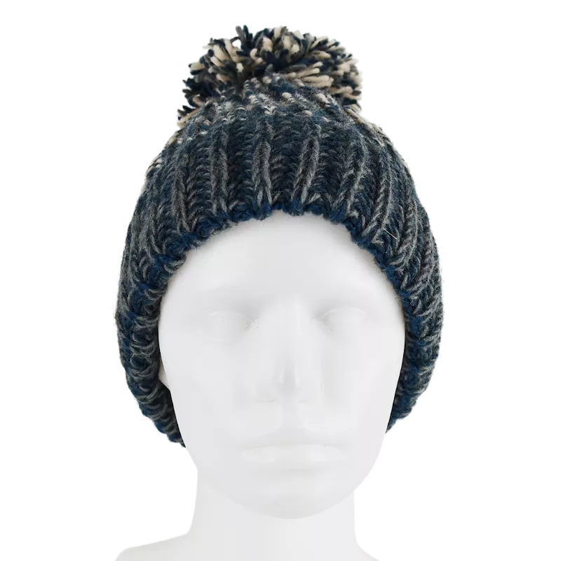 Bonnet Homme Tricot Laine Pompon -P