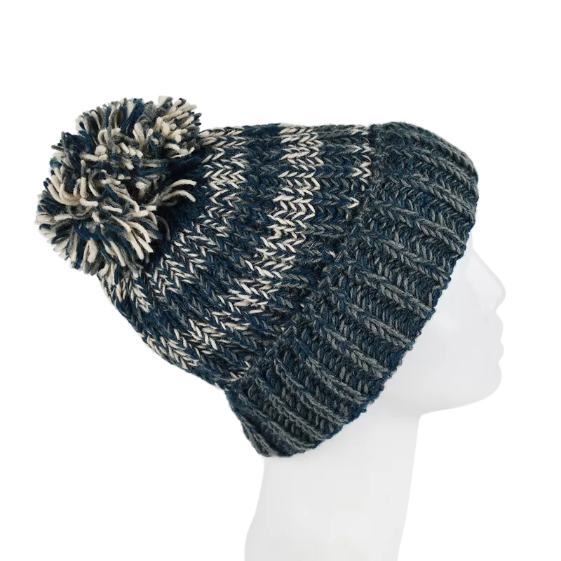 Bonnet Homme Tricot Laine Pompon -P