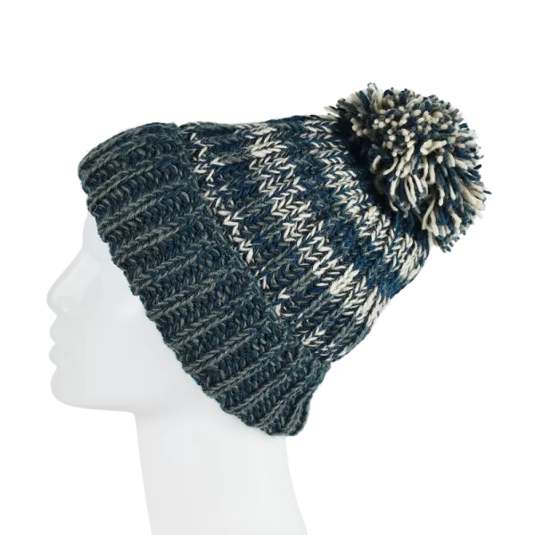Bonnet Homme Tricot Laine Pompon -P