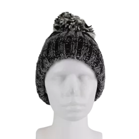 Bonnet Deux TonsTricot Laine Pompon -Q