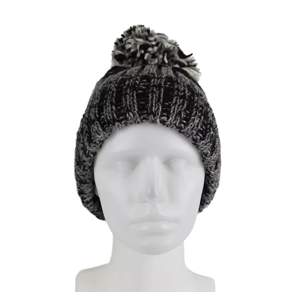 Bonnet Deux TonsTricot Laine Pompon -Q
