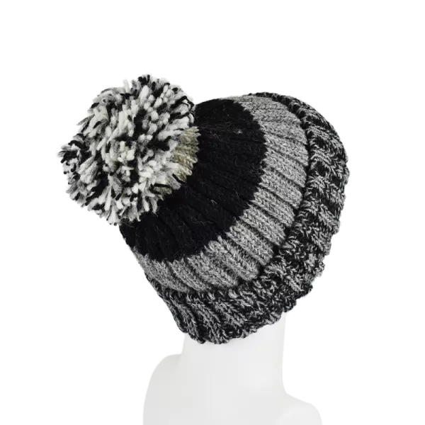 Bonnet Deux TonsTricot Laine Pompon -Q