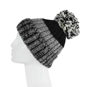 Bonnet Deux TonsTricot Laine Pompon -Q