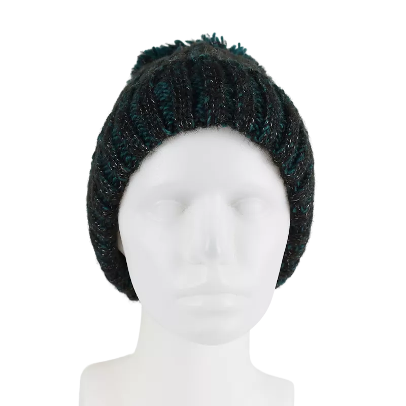 Bonnet Femme Tricot Chiné Laine Pompon -R