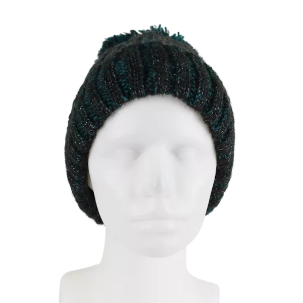 Bonnet Femme Tricot Chiné Laine Pompon -R