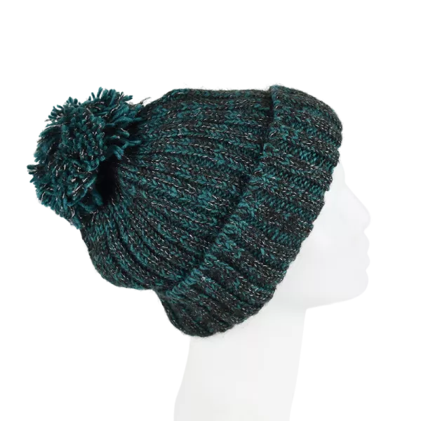 Bonnet Femme Tricot Chiné Laine Pompon -R