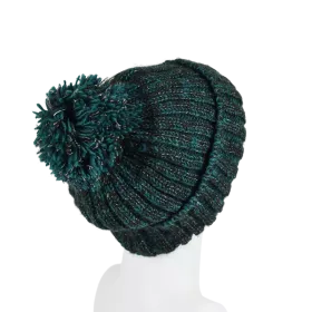 Bonnet Femme Tricot Chiné Laine Pompon -R